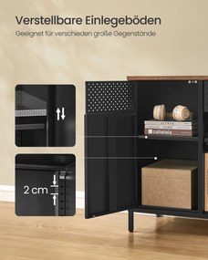 Armário de arrumação com porta dupla 40 x 110 x 76 cm castanho vintage-preto mate