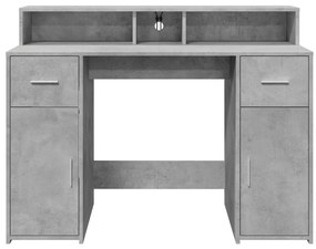 Secretária luzes LED 120x55x91 cm deriv. madeira cinza cimento