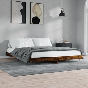 Estrutura de cama sem colchão 200x200 cm carvalho fumado