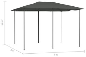 Gazebo 3x4x2,6 m 160 g/m² antracite