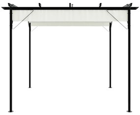 Pérgola com toldo retrátil 3x3 m aço branco nata