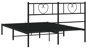Estrutura de cama com cabeceira 135x190 cm metal preto