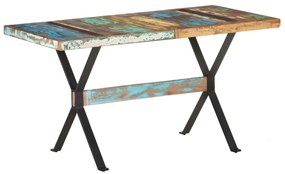 Mesa de jantar 140x70x76 cm madeira recuperada maciça