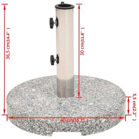 Base para guarda-sol em granito redonda 20 kg