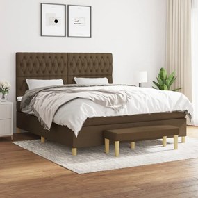 vidaXL Cama com molas/colchão 180x200 cm tecido castanho-escuro