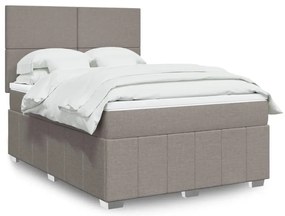 vidaXL Cama com molas/colchão 140x200 cm tecido castanho-acinzentado