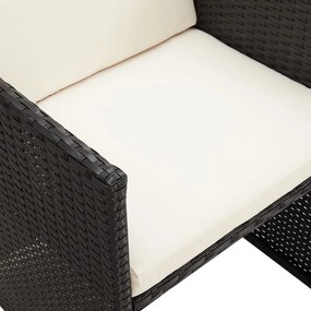 Cadeiras de jantar p/ jardim com almofadões 4 pcs vime PE preto