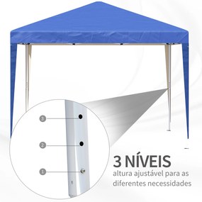 Tenda Dobrável 295x295x255 cm com Bolsa de Transporte Altura Ajustável
