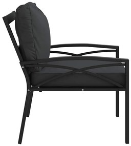 Cadeira de jardim com almofadões cinzentos 68x76x79 cm aço