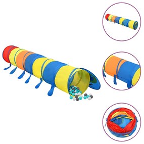 Túnel de brincar infantil + 250 bolas 245 cm poliéster multicor