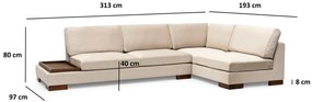 Sofá de Canto Tulip - Bege - 313 cm x 193 cm x 97 cm x 80 cm