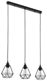 Candeeiro de teto com design diamante 3 lâmpadas E27 preto
