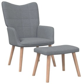 Cadeira de descanso + banco tecido cinzento-claro