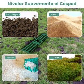Ancinho de nivelamento de relva resistente com pega ergonómica para jardim, pátio, terrenos agrícolas 106 x 25 cm Verde