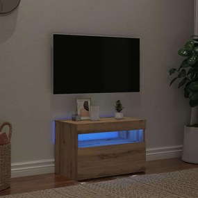 Móvel TV c/ luzes LED derivados de madeira carvalho artisiano