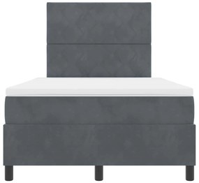 Cama Box com Colchão e LED VidaXL Cinza Escuro 120x200 cm Veludo