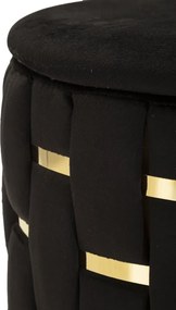 PUFE COM ARMAZENAMENTO SHANTY CONJUNTO 2 PEÇAS Ø 37X42-28X35 CM PRETO E DOURADO