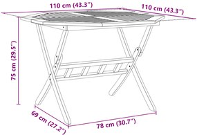 5 pcs conj. jantar dobrável para jardim madeira acácia maciça