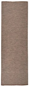 Tapete de tecido plano para exterior 80x250 cm castanho
