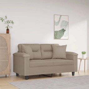 Sofá 2 lugares c/ almofadas 120 cm microfibra cinza-acastanhado