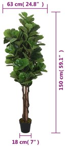 Figueira-lira artificial 180 folhas 150 cm verde