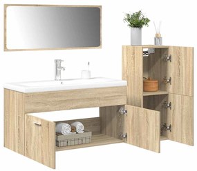 vidaXL 4 pcs conj. móveis casa banho derivados madeira carvalho sonoma