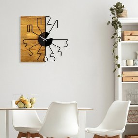 Relógio de Parede Decorativo Mas-029 – Nogueira e Preto – 58 x 3 x 58