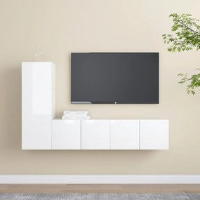 vidaXL 3 pcs conjunto móveis de TV derivados madeira branco brilhante