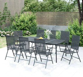 9 pcs conjunto de jantar para jardim aço antracite