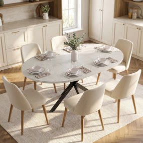 Mesa de Jantar Extensível Oval, 135 x 100 x 75 cm (CADEIRAS NÃO INCLUIDAS), Para 4 a 6 Pessoas, Cinzento