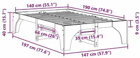 Estrutura de cama de chão Castanho 140 x 190 cm