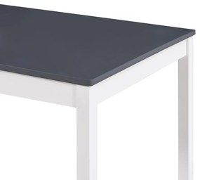 Mesa de jantar 180x90x73 cm madeira de pinho branco e cinzento