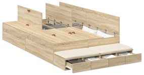 Cama de Armazenamento em Carvalho Sonoma 120x190 cm
