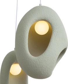 Japandi Pendant Lamp White with Organic Light Green Shade 3-Light - Moonstone