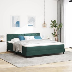 Cama Box Spring vidaXL com Colchão Verde Escuro Super King Veludo