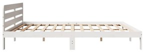 Cama sem colchão 200x200 cm madeira de pinho maciça branco