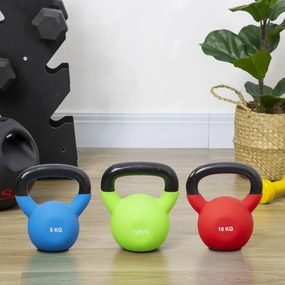 HOMCOM Conjunto de 3 Kettlebell de 12 kg 10 kg e 8 kg Kettlebell com R