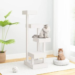 vidaXL Árvore para gatos 45,5x49x103 cm madeira de pinho maciça branco
