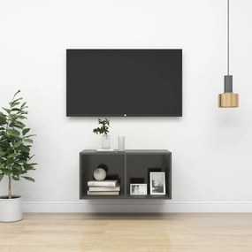 vidaXL Armário de parede para TV 37x37x72 cm derivados madeira cinza