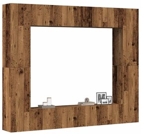 Conjunto de armário TV 8 peças montado na parede madeira velha