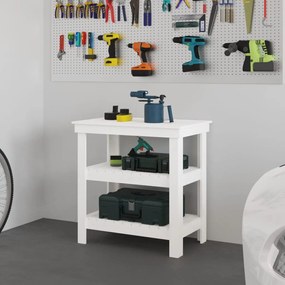 vidaXL Bancada de trabalho 78,5x50x80 cm pinho maciço branco