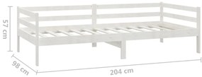 Sofá-cama com colchão 90x200 cm pinho maciço branco