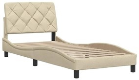 Estrutura de cama sem colchão 90x200 cm tecido creme