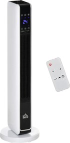Aquecedor Cerâmico de Torre com Controlo Remoto - Branco - 21x21x73 cm
