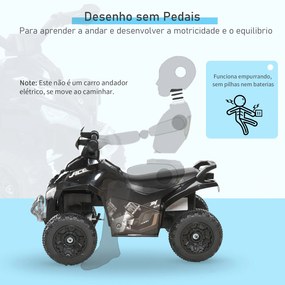 Andarilho Moto 4  para Crianças Carro Andador Infantil com Luzes e Música Desenho Inovador Carga 20kg 67,5x38x44 cm Preto