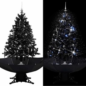 Árvore Natal c/ neve base formato guarda-chuva 140 cm PVC preto