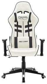 Cadeira de gaming couro artificial branco e preto