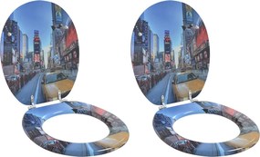 vidaXL Assento de Sanitário com Fechamento Suave 2 pcs Cinzento