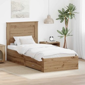 vidaXL Estrutura da Cama com gaveta com cabeceira Madeira processada