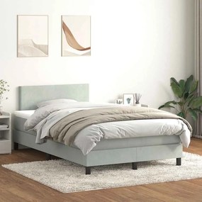 vidaXL Cama boxspring c/ colchão 120x210 cm veludo cinzento-claro